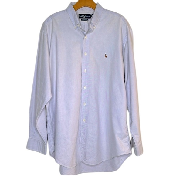 VTG Polo Ralph Lauren Yarmouth Pale Lilac Oxford Button Down Mens 16 1/2 x 34-35 - Picture 1 of 11